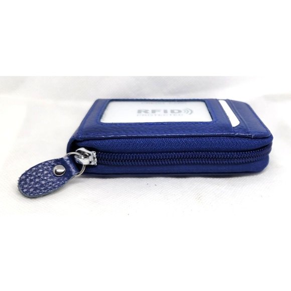 Unisex Credit Card Wallet With Zipper, Genuine Leather RFID Credit Card Holder - Picture 15 of 16